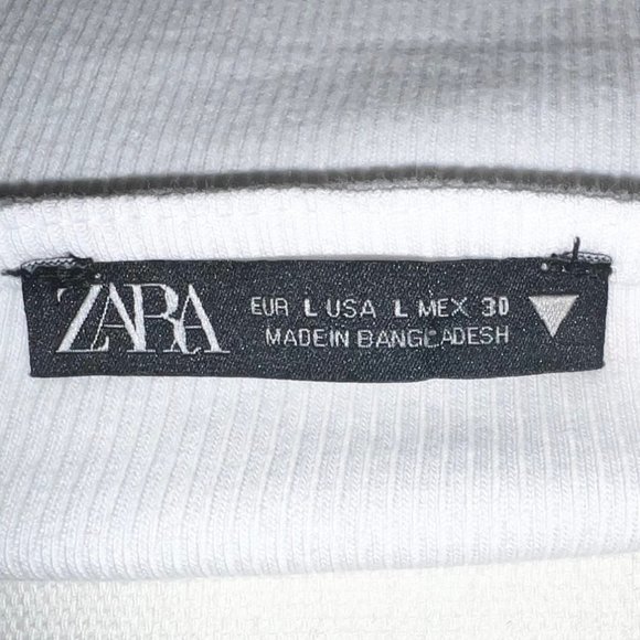 Zara Women's Crop Top White Ruched Drawstring Front Flutter Sleeve Sz L - Picture 4 of 5